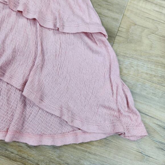 🍑Belle Du Jour Pink Layered Ruffle Cap Sleeve Top Medium - Picture 8 of 9